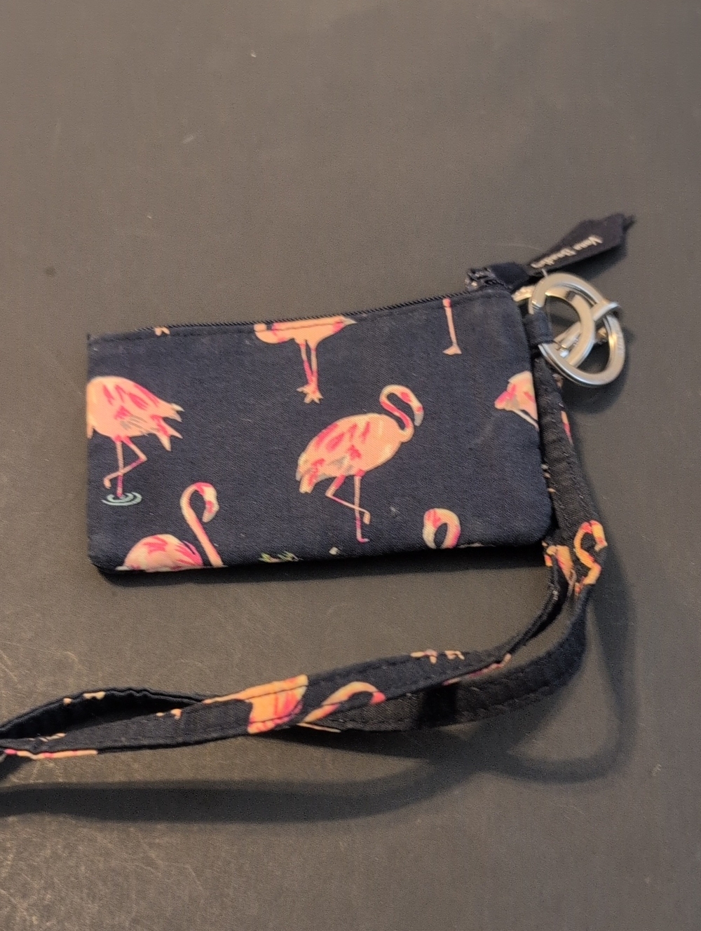 Vera Bradley Flamingo Fiesta Print Wristlet Key Pouch And Lanyard